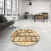 Round Machine Washable Contemporary Brown Gold Rug in a Office, wshcon937
