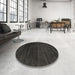 Round Contemporary Charcoal Black Modern Rug in a Office, con93