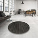 Round Machine Washable Contemporary Charcoal Black Rug in a Office, wshcon93