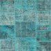 Square Contemporary Teal Green Patchwork Rug, con940