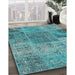 Contemporary Teal Green Patchwork Rug in Family Room, con940