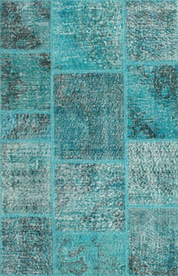 Machine Washable Contemporary Teal Green Rug, wshcon940