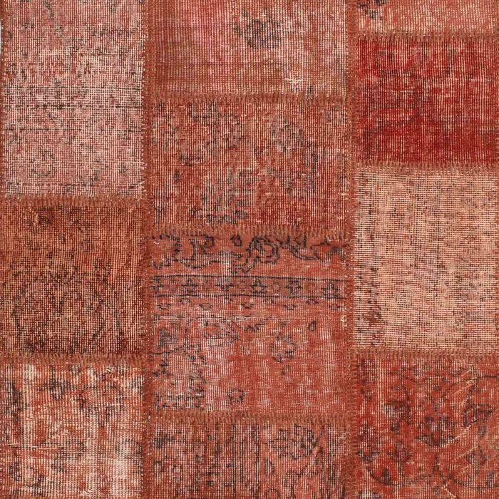 Contemporary Orange Patchwork Rug, con941