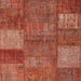 Square Contemporary Orange Patchwork Rug, con941