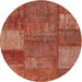 Sideview of Contemporary Orange Patchwork Rug, con941