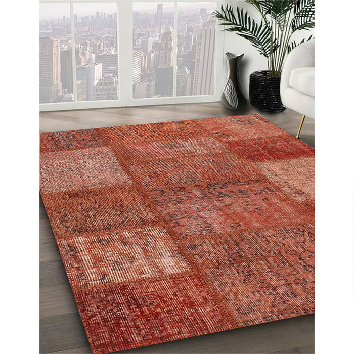 Machine Washable Contemporary Orange Rug in a Family Room, wshcon941