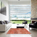 Square Contemporary Red Patchwork Rug in a Living Room, con942