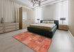 Machine Washable Contemporary Fire Red Rug in a Bedroom, wshcon942