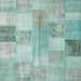 Square Contemporary Tiffany Blue Patchwork Rug, con944