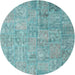 Square Machine Washable Contemporary Seafoam Green Rug, wshcon945