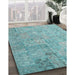 Contemporary Seafoam Green Patchwork Rug in Family Room, con945