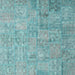 Square Contemporary Seafoam Green Patchwork Rug, con945