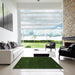 Square Contemporary Dark Forest Green Modern Rug in a Living Room, con946