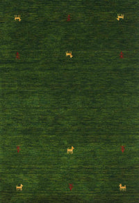 Machine Washable Contemporary Dark Forest Green Rug, wshcon946