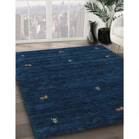 Contemporary Deep-Sea Blue Modern Rug, con948