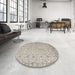 Round Machine Washable Contemporary Desert Sand Beige Rug in a Office, wshcon953