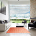 Square Machine Washable Contemporary Orange Red Rug in a Living Room, wshcon956