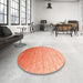 Round Contemporary Orange Red Modern Rug in a Office, con956