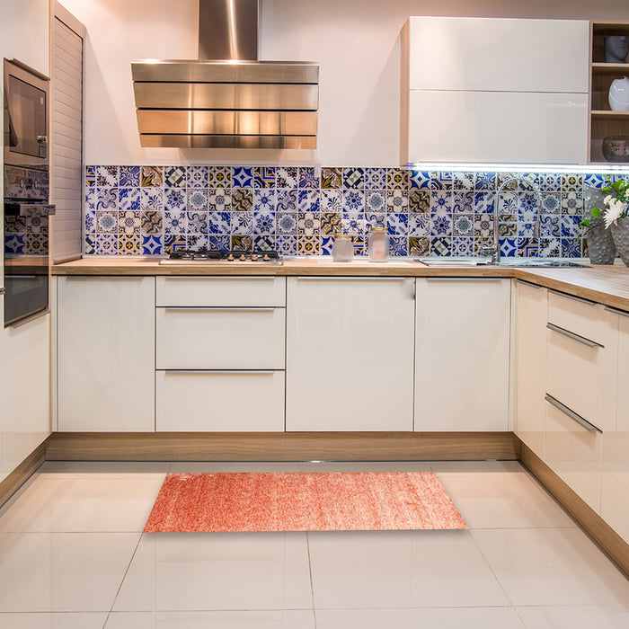 Contemporary Orange Red Modern Rug in a Kitchen, con956