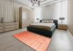 Contemporary Orange Red Modern Rug in a Bedroom, con956