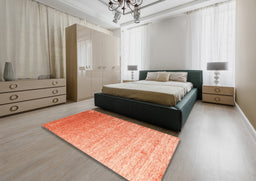 Contemporary Orange Red Modern Rug in a Bedroom, con956