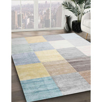 Contemporary Dark White Beige Modern Rug, con957