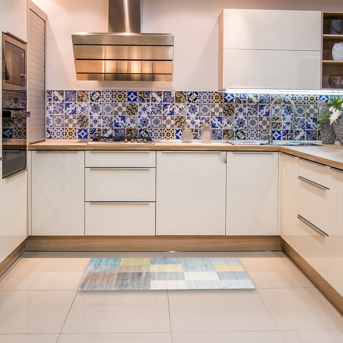 Machine Washable Contemporary Dark White Beige Rug in a Kitchen, wshcon957