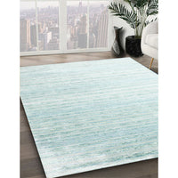 Contemporary Light Steel Blue Modern Rug, con958