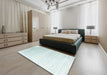 Contemporary Light Steel Blue Modern Rug in a Bedroom, con958