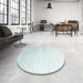 Round Machine Washable Contemporary Light Steel Blue Rug in a Office, wshcon958