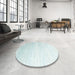 Round Contemporary Light Steel Blue Modern Rug in a Office, con958