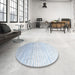 Round Machine Washable Contemporary Pale Blue Lily Blue Rug in a Office, wshcon959