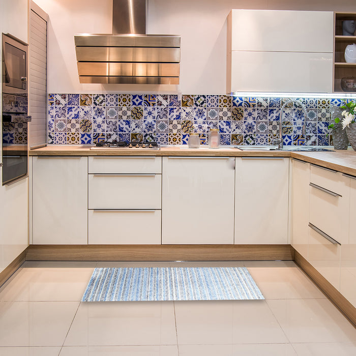 Contemporary Pale Blue Modern Rug in a Kitchen, con959