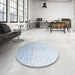 Round Contemporary Pale Blue Modern Rug in a Office, con959