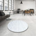 Round Machine Washable Contemporary Water Blue Rug in a Office, wshcon960