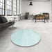 Round Contemporary Jeans Blue Modern Rug in a Office, con961