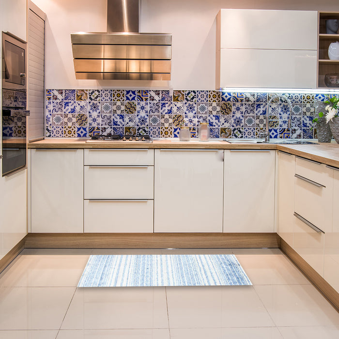 Contemporary Water Blue Modern Rug in a Kitchen, con962