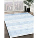 Contemporary Water Blue Modern Rug in Family Room, con962