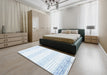 Machine Washable Contemporary Water Blue Rug in a Bedroom, wshcon962