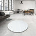 Round Machine Washable Contemporary Water Blue Rug in a Office, wshcon963