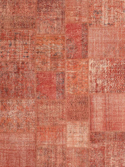 Contemporary Red Patchwork Rug, con964