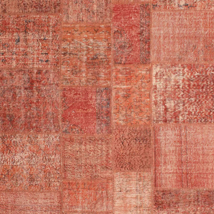 Contemporary Red Patchwork Rug, con964