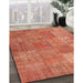 Contemporary Red Patchwork Rug in Family Room, con964