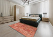 Contemporary Red Patchwork Rug in a Bedroom, con964