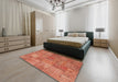Machine Washable Contemporary Fire Red Rug in a Bedroom, wshcon964