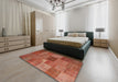 Contemporary Red Patchwork Rug in a Bedroom, con965