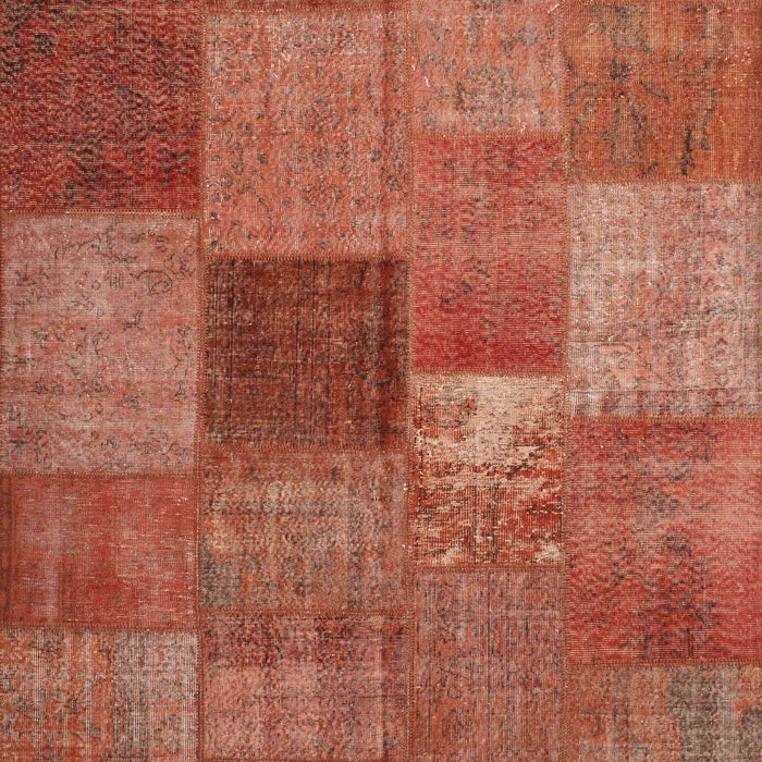 Contemporary Red Patchwork Rug, con965