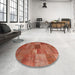 Round Contemporary Red Patchwork Rug in a Office, con965