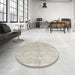 Round Machine Washable Contemporary Rosy Brown Pink Rug in a Office, wshcon968