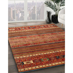 Contemporary Bronze Brown Oriental Rug in Family Room, con969